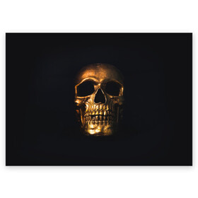 Поздравительная открытка с принтом Golden Skull в Петрозаводске, 100% бумага | плотность бумаги 280 г/м2, матовая, на обратной стороне линовка и место для марки
 | Тематика изображения на принте: golden | midas | skull | иллюстрация | черепа