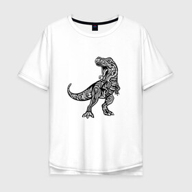 Мужская футболка хлопок Oversize с принтом Тираннозавр узор Мандала в Петрозаводске, 100% хлопок | свободный крой, круглый ворот, “спинка” длиннее передней части | art | ethnic | grunge | mandala | pattern | pop culture | rex | science | t rex | tribal | tyrannosaurus rex | vintage | арт | вензеля | винтаж | гранж | динозавр | наука | паттерн | популярная культура | теропод | ти рекс | тиранозавр | тирекс | хищник |