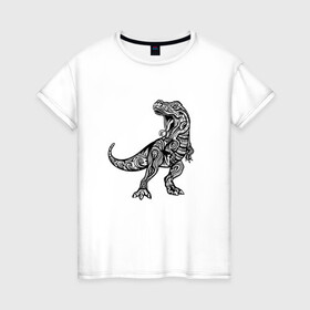 Женская футболка хлопок с принтом Тираннозавр узор Мандала в Петрозаводске, 100% хлопок | прямой крой, круглый вырез горловины, длина до линии бедер, слегка спущенное плечо | art | ethnic | grunge | mandala | pattern | pop culture | rex | science | t rex | tribal | tyrannosaurus rex | vintage | арт | вензеля | винтаж | гранж | динозавр | наука | паттерн | популярная культура | теропод | ти рекс | тиранозавр | тирекс | хищник |