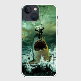 Чехол для iPhone 13 mini с принтом Shark Attack | Акула атакует в Петрозаводске,  |  | attack | shark | акула | атака | парашютист | челюсти