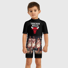 Детский купальный костюм 3D с принтом CHICAGO BULLS [3] в Петрозаводске, Полиэстер 85%, Спандекс 15% | застежка на молнии на спине | basketball | bulls | chicago | chicago bulls | jordan | nba | баскетбол | джордан | нба | чикаго буллз