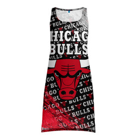 Платье-майка 3D с принтом CHICAGO BULLS [6] в Петрозаводске, 100% полиэстер | полуприлегающий силуэт, широкие бретели, круглый вырез горловины, удлиненный подол сзади. | Тематика изображения на принте: basketball | bulls | chicago | chicago bulls | jordan | nba | баскетбол | джордан | нба | чикаго буллз