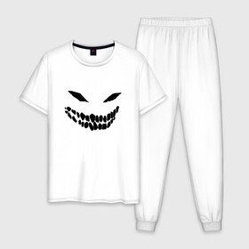 Мужская пижама хлопок с принтом Ghost face в Петрозаводске, 100% хлопок | брюки и футболка прямого кроя, без карманов, на брюках мягкая резинка на поясе и по низу штанин
 | disturbed | drain | face | ghost | дрейн | монстр | призрак