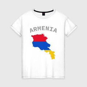 Женская футболка хлопок с принтом Карта Армении в Петрозаводске, 100% хлопок | прямой крой, круглый вырез горловины, длина до линии бедер, слегка спущенное плечо | armenia | armenya | арарат | армения | армяне | армянин | арцах | горы | ереван | кавказ | народ | саркисян | ссср | страна | флаг