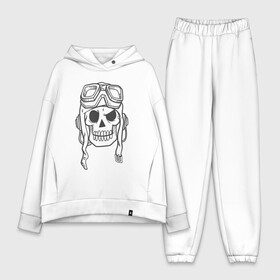 Женский костюм хлопок Oversize с принтом Лётчик Аякс в Петрозаводске,  |  | skull | иллюстрация | стикер | ужастик | череп