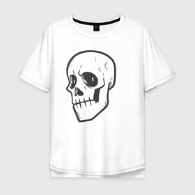 Мужская футболка хлопок Oversize с принтом Хмурый Аякс в Петрозаводске, 100% хлопок | свободный крой, круглый ворот, “спинка” длиннее передней части | Тематика изображения на принте: skull | иллюстрация | стикер | ужастик | череп