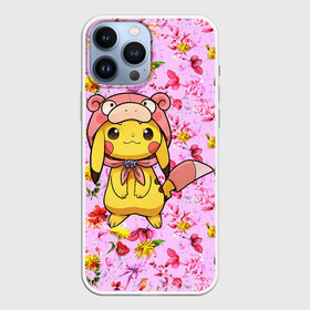Чехол для iPhone 13 Pro Max с принтом Пикачу в цветочках в Петрозаводске,  |  | anime | picachu | pikachu | аниме | милый | пика | пикачу | покебол | покемон
