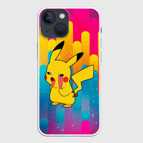 Чехол для iPhone 13 mini с принтом Уставший Пикачу в Петрозаводске,  |  | anime | picachu | pikachu | аниме | милый | пика | пикачу | покебол | покемон