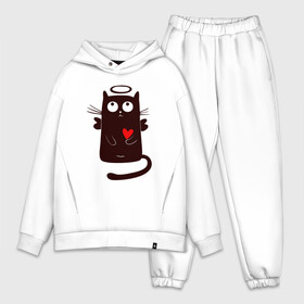 Мужской костюм хлопок OVERSIZE с принтом Angel Cat в Петрозаводске,  |  | animal | cat | cute | kitty | meow | ангел | друг | животные | киска | китти | кот | котенок | котик | котэ | кошечка | кошка | любовь | милый | мур | мяу | питомец | сердце