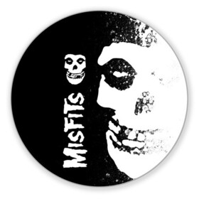 Коврик для мышки круглый с принтом MISFITS [1] в Петрозаводске, резина и полиэстер | круглая форма, изображение наносится на всю лицевую часть | misfits | music | rock | мисфитс | музыка | рок