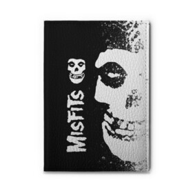 Обложка для автодокументов с принтом MISFITS [1] в Петрозаводске, натуральная кожа |  размер 19,9*13 см; внутри 4 больших “конверта” для документов и один маленький отдел — туда идеально встанут права | Тематика изображения на принте: misfits | music | rock | мисфитс | музыка | рок