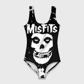 Купальник-боди 3D с принтом MISFITS [4] в Петрозаводске, 82% полиэстер, 18% эластан | Круглая горловина, круглый вырез на спине | misfits | music | rock | мисфитс | музыка | рок