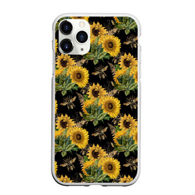 Чехол для iPhone 11 Pro матовый с принтом Fashion Sunflowers and bees в Петрозаводске, Силикон |  | black | fashion | flowers | flowers lovers | sunflower | sunflowers | букет подсолнухов | весенние подсолнухи | жёлтые подсолнухи | летние подсолнухи | летние цветы | насекомые | подсолнечник | подсолнухи