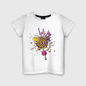 Детская футболка хлопок с принтом Lolly Pop в Петрозаводске, 100% хлопок | круглый вырез горловины, полуприлегающий силуэт, длина до линии бедер | art | candy | drawing | food | lollipops | арт | еда | конфеты | леденцы | рисунок