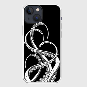 Чехол для iPhone 13 mini с принтом Octopus Black and White в Петрозаводске,  |  | fish | kraken | ocean spirit | octopus | sea | summer | вода | водный мир | животные | зверь | кальмар | кракен | лето | монстр | море | морская живность | морские обитатели | осьминог | отпуск | рыба | черно белый | чуд