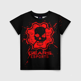 Детская футболка 3D с принтом Gears esports в Петрозаводске, 100% гипоаллергенный полиэфир | прямой крой, круглый вырез горловины, длина до линии бедер, чуть спущенное плечо, ткань немного тянется | game | games | gears of war | gow | гирс оф вар | гов | игра | игры | маркус феникс | пуфкы ща цфк