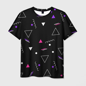 Мужская футболка 3D с принтом Фигуры в Петрозаводске, 100% полиэфир | прямой крой, круглый вырез горловины, длина до линии бедер | абстракция | геометрические фигуры | детский | треугольник | школа