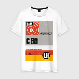 Мужская футболка хлопок с принтом Кассета 2 в Петрозаводске, 100% хлопок | прямой крой, круглый вырез горловины, длина до линии бедер, слегка спущенное плечо. | Тематика изображения на принте: 90s | basf | кассеты | музыка | ретро.