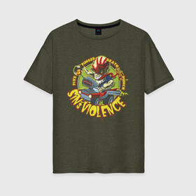 Женская футболка хлопок Oversize с принтом Five Finger Death Punch в Петрозаводске, 100% хлопок | свободный крой, круглый ворот, спущенный рукав, длина до линии бедер
 | car | groove metal | group | rock | автомобиль | грув металл | группа | рок