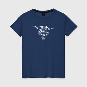 Женская футболка хлопок с принтом Крампус в Петрозаводске, 100% хлопок | прямой крой, круглый вырез горловины, длина до линии бедер, слегка спущенное плечо | демон | дьявол | зло | крампус | мифическое существо | монстр | рога | страшный | хоррор