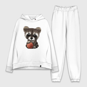 Женский костюм хлопок Oversize с принтом Енот   Баскетбол в Петрозаводске,  |  | basketball | game | nba | racoon | sport | streetball | баскетбол | баскетболист | енот | животные | игра | игрок | мяч | нба | спорт | стритбол | тренер