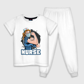 Детская пижама хлопок с принтом Медсестра в Петрозаводске, 100% хлопок |  брюки и футболка прямого кроя, без карманов, на брюках мягкая резинка на поясе и по низу штанин
 | covid | больница | вирус | медик | медсестра