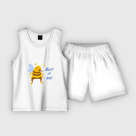 Детская пижама с шортами хлопок с принтом Пчела Blet it bee в Петрозаводске,  |  | Тематика изображения на принте: blet it bee | let it be | пчела | так блэт
