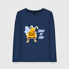 Женский лонгслив хлопок с принтом Пчела Blet it bee в Петрозаводске, 100% хлопок |  | blet it bee | let it be | пчела | так блэт