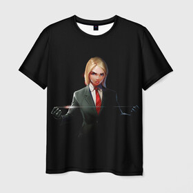 Мужская футболка 3D с принтом Hitwoman в Петрозаводске, 100% полиэфир | прямой крой, круглый вырез горловины, длина до линии бедер | agent 47 | game | games | hitman | hitmen | агент 47 | игра | игры | ршеьфт | хитман | хитмэн