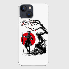 Чехол для iPhone 13 mini с принтом 2B | Sakura в Петрозаводске,  |  | 2a | 2б | ahegao | anime | automata | b2 | cyber | emil | girl | girls | glitch | hikka | neon | nier | senpai | waifu | yorha | а2 | аниме | ахегао | вайфу | глитч | глич | девушка | кибер | манга | неон | семпай | сенпай | тян | тяночка | 