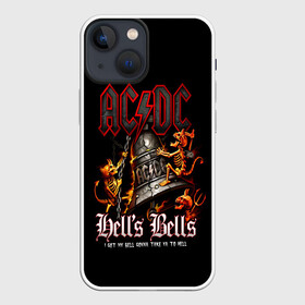 Чехол для iPhone 13 mini с принтом AC DC Hells Bells в Петрозаводске,  |  | ac dc | acdc | back in black | columbia | epic | force | guitar | pop | rock | vevo | ангус | ангус янг | ас дс | асдс | блюз | бон скотт | брайан джонсон | дэйв эванс | клифф уильямс | крис слейд | малькольм янг | рок | стиви янг | фил радд