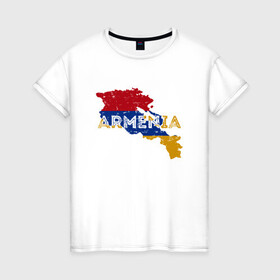 Женская футболка хлопок с принтом Armenia Map в Петрозаводске, 100% хлопок | прямой крой, круглый вырез горловины, длина до линии бедер, слегка спущенное плечо | armenia | armenya | арарат | армения | армяне | армянин | горы | ереван | кавказ | народ | саркисян | ссср | страна | флаг