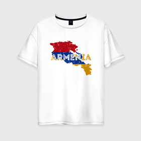 Женская футболка хлопок Oversize с принтом Armenia Map в Петрозаводске, 100% хлопок | свободный крой, круглый ворот, спущенный рукав, длина до линии бедер
 | armenia | armenya | арарат | армения | армяне | армянин | горы | ереван | кавказ | народ | саркисян | ссср | страна | флаг