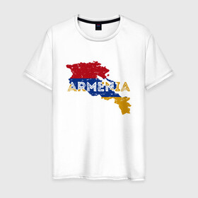 Мужская футболка хлопок с принтом Armenia Map в Петрозаводске, 100% хлопок | прямой крой, круглый вырез горловины, длина до линии бедер, слегка спущенное плечо. | armenia | armenya | арарат | армения | армяне | армянин | горы | ереван | кавказ | народ | саркисян | ссср | страна | флаг