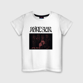 Детская футболка хлопок с принтом Maneskin в Петрозаводске, 100% хлопок | круглый вырез горловины, полуприлегающий силуэт, длина до линии бедер | maneskin | manskin | monskin | манескин | монскин
