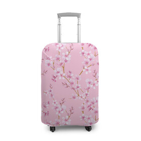 Чехол для чемодана 3D с принтом Цветущая розовая вишня в Петрозаводске, 86% полиэфир, 14% спандекс | двустороннее нанесение принта, прорези для ручек и колес | cherry blossom | sakura | азия | весна | ветки | вишня | для девушки | женский | милый | нежный | природа | розовый | сакура | цветение | цветочный принт | цветущая вишня | цветущие ветки | цветущий миндаль
