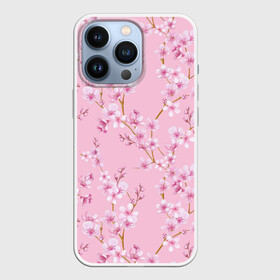 Чехол для iPhone 13 Pro с принтом Цветущая розовая вишня в Петрозаводске,  |  | cherry blossom | sakura | азия | весна | ветки | вишня | для девушки | женский | милый | нежный | природа | розовый | сакура | цветение | цветочный принт | цветущая вишня | цветущие ветки | цветущий миндаль