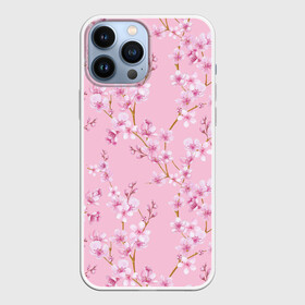 Чехол для iPhone 13 Pro Max с принтом Цветущая розовая вишня в Петрозаводске,  |  | cherry blossom | sakura | азия | весна | ветки | вишня | для девушки | женский | милый | нежный | природа | розовый | сакура | цветение | цветочный принт | цветущая вишня | цветущие ветки | цветущий миндаль