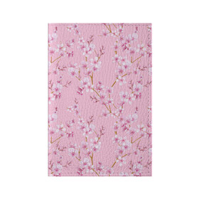 Обложка для паспорта матовая кожа с принтом Цветущая розовая вишня в Петрозаводске, натуральная матовая кожа | размер 19,3 х 13,7 см; прозрачные пластиковые крепления | Тематика изображения на принте: cherry blossom | sakura | азия | весна | ветки | вишня | для девушки | женский | милый | нежный | природа | розовый | сакура | цветение | цветочный принт | цветущая вишня | цветущие ветки | цветущий миндаль