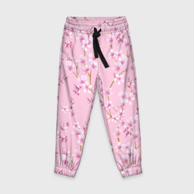 Детские брюки 3D с принтом Цветущая розовая вишня в Петрозаводске, 100% полиэстер | манжеты по низу, эластичный пояс регулируется шнурком, по бокам два кармана без застежек, внутренняя часть кармана из мелкой сетки | cherry blossom | sakura | азия | весна | ветки | вишня | для девушки | женский | милый | нежный | природа | розовый | сакура | цветение | цветочный принт | цветущая вишня | цветущие ветки | цветущий миндаль