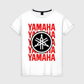 Женская футболка хлопок с принтом YAMAHA / ЯМАХА / МОТОСПОРТ в Петрозаводске, 100% хлопок | прямой крой, круглый вырез горловины, длина до линии бедер, слегка спущенное плечо | motorcycle | yamaha | yzf r6. | байк | байкер | мотоспорт | мототехника | мотоцикл | мотоциклист | скутер | ямаха