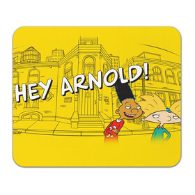 Коврик для мышки прямоугольный с принтом Hey Arnold! в Петрозаводске, натуральный каучук | размер 230 х 185 мм; запечатка лицевой стороны | arnold | hey | hey arnold | mult | арнольд | мультфильм | мультфильм 90 | патаки | хей | хельга | хельга паттаки | эй арнольд