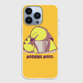 Чехол для iPhone 13 Pro с принтом Pikachu morning mood в Петрозаводске,  |  | Тематика изображения на принте: morning | pikachu | pokemon | кофе | настроение | пикачу | покемон | утро