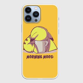 Чехол для iPhone 13 Pro Max с принтом Pikachu morning mood в Петрозаводске,  |  | Тематика изображения на принте: morning | pikachu | pokemon | кофе | настроение | пикачу | покемон | утро