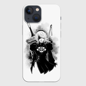 Чехол для iPhone 13 mini с принтом 2B | Nier Automata в Петрозаводске,  |  | 2a | 2б | ahegao | anime | automata | b2 | cyber | emil | girl | girls | glitch | hikka | neon | nier | senpai | waifu | yorha | а2 | аниме | ахегао | вайфу | глитч | глич | девушка | кибер | манга | неон | семпай | сенпай | тян | тяночка | 