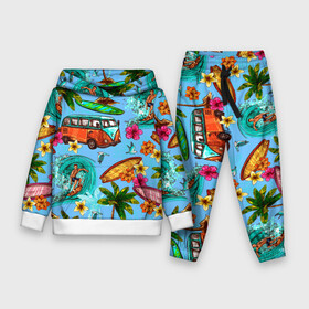 Детский костюм 3D (с толстовкой) с принтом Пальмы, волны, серфинг в Петрозаводске,  |  | beach | club | palm | party | sea | summer | tropical | волна | волны | жара | летние | лето | море | очки | пальмы | пляж | серф | серфинг | тропический