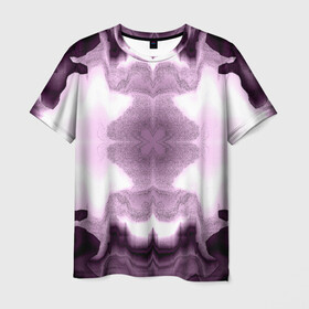 Мужская футболка 3D с принтом Искаженный абстрактный узор в Петрозаводске, 100% полиэфир | прямой крой, круглый вырез горловины, длина до линии бедер | абстракт | искажение | панк | симметричный | странный | фиолетовый