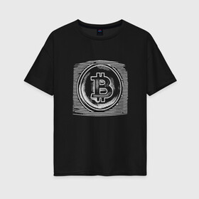 Женская футболка хлопок Oversize с принтом Биткоин оптическая иллюзия в Петрозаводске, 100% хлопок | свободный крой, круглый ворот, спущенный рукав, длина до линии бедер
 | binance | bitcoin | blockchain | btc | crypto | dogecoin | ethereum | optical illusion | tether | xrp | бинанс | блокчейн | валюта | деньги | доге | криптовалюта | майнер | майнинг | цифровая валюта | цифровое золото | эфир