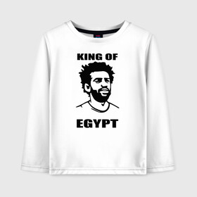 Детский лонгслив хлопок с принтом KING OF EGYPT в Петрозаводске, 100% хлопок | круглый вырез горловины, полуприлегающий силуэт, длина до линии бедер | Тематика изображения на принте: basel | champion | chelsea | fifa | lfc | liverpool | mo salah | mohamed salah | mokawloon | roma | soccer | uefa | базель | египет | ливерпуль | лига чемпионов | лфк | мокавлун | мохаммед салах | рома | уефа | фифа | футбол