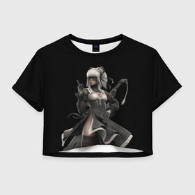 Женская футболка Crop-top 3D с принтом Nier Automata в Петрозаводске, 100% полиэстер | круглая горловина, длина футболки до линии талии, рукава с отворотами | automata | game | nier | robots | yorha | андроид | аниме | воин | девушка | игра | нир | робот | самурай | экшн
